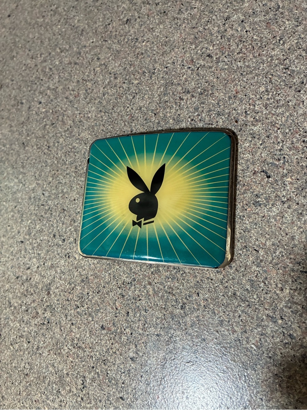 PLAYBOY Teal and Yellow Bunny Emblem Belt Buckle